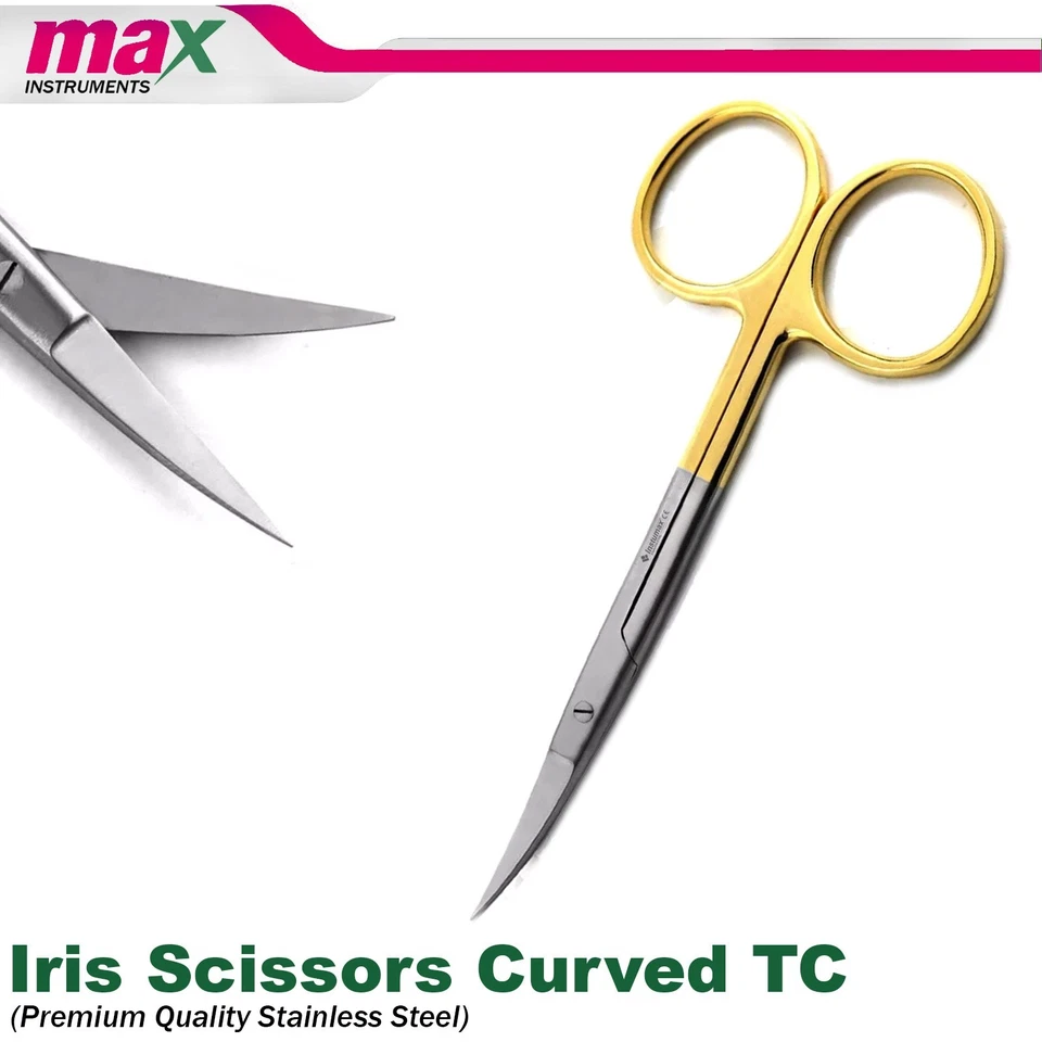 NEW GERMAN TC Iris Scissors 4.5" Curved Surgical Dental Surgery Instruments 5Pcs - Image 3 of 4