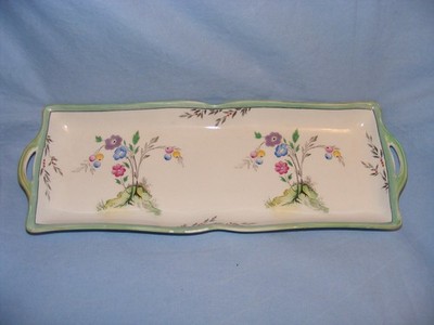 Shelley Sandwichplatte mit zwei Henkeln Keksschale mit Blumen Servierplatte