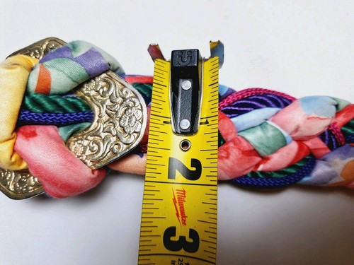 Vintage 80s Statement Stretch Belt Teal Pink Purple Adjustable Barbiecore Clean - Picture 7 of 14