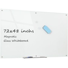 Whiteboard Magnetic Dry Erase Board 6' x 4'Frameless White Glass Large Wall