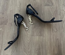 Saint Laurent YSL Black Opyum Gold Heels Size 40 Good