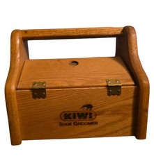 Vintage KIWI Shoe Shine Groomer Wooden Box Foot Rest Made in USA Classic