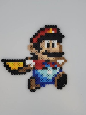 Super Mario Bros 3 Mario Perler Bead Keychain Pixel Art NES Retro Gift
