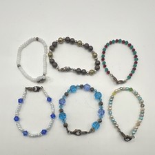 Mixed Lot 6 Multicolor Beaded Bracelets Glass Metal Unisex Adults Fashion