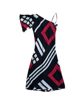 Black Red And White One Shoulder Dress From Oasis Size 10