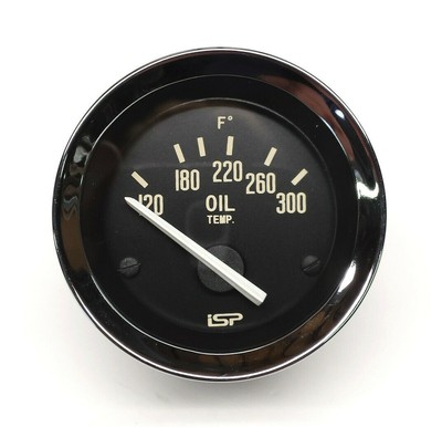 VW TYPE ISP 3 SERIES BLACK 300° OIL TEMP GAUGE 2-1/16 BUG BUS GHIA SUPER BEETLE