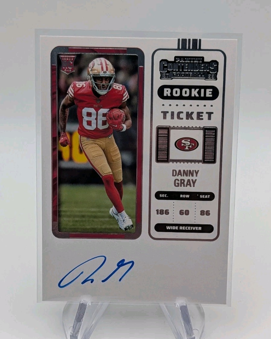 Danny Gray 2022 Panini Contenders Football Rookie Ticket Auto RC #112 49ers