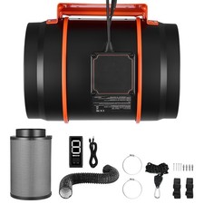 8" Inline Duct Fan Kit with Carbon Filter 807 CFM 3-Speed EC Motor