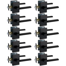 NEWBANG Long Plate Hall and Closet Lever Handle Lock in 10 Pack, Matte Black 