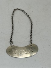 VTG Sterling Silver Bar Bottle Decanter Label Hang Tag Clean Modern Brandy JBC