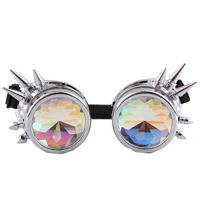 Kaleidoscope Steampunk Goggles Rave Glasses Rainbow Prism Diffraction EDM Psy...