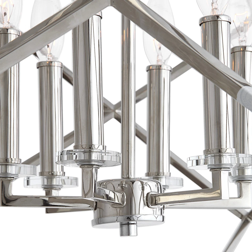 Lámpara de araña cónica Uttermost 22122 níquel euclides 6 luces 26" W Foto 3 de 4