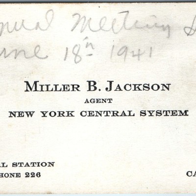 1941 New York Central System Business Card Twentieth Century Limited Route Map