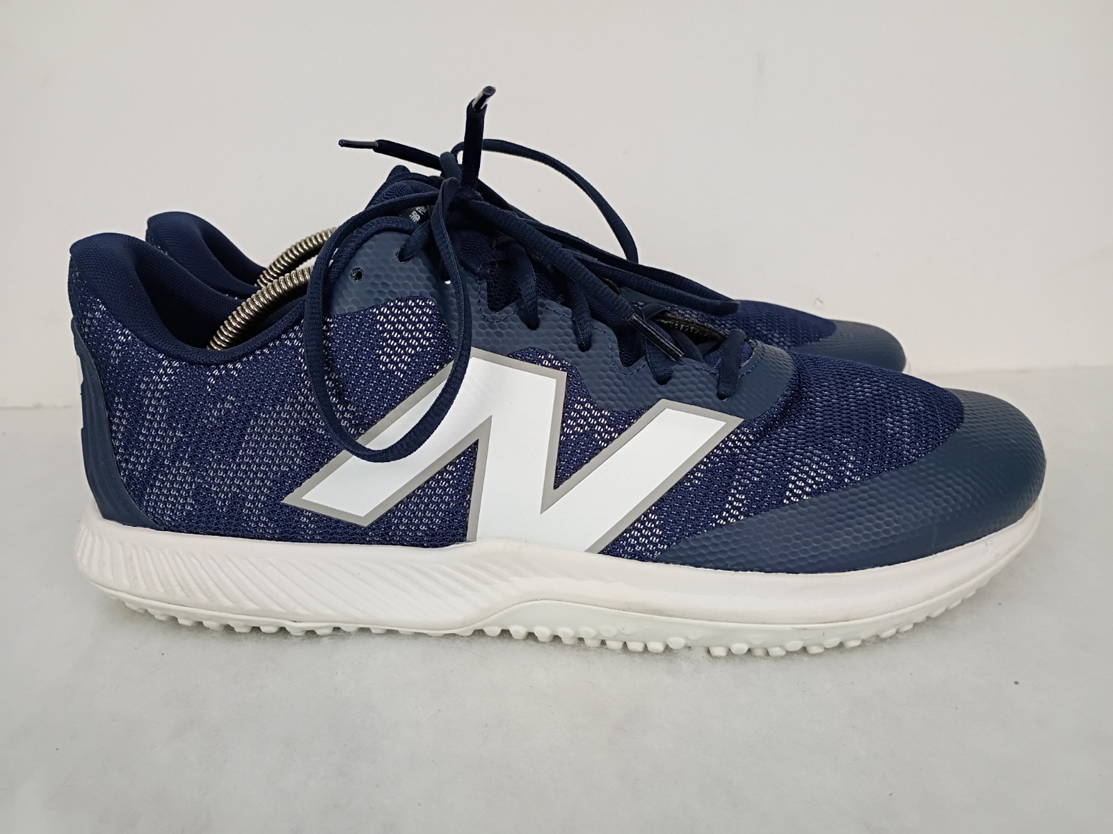 New Balance Mens 14 FuelCell 4040v7 Navy Blue White Baseball Turf Trainer Shoes thumbnail 2