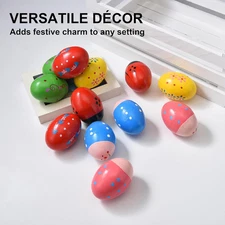 Easter Basket Stuffers, 12 Pcs Wooden Easter Eggs for Kids Babies, Egg Shaker...