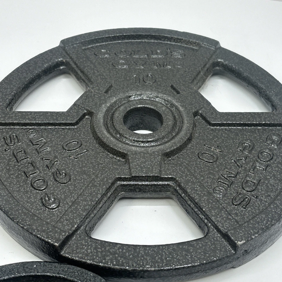 "4 placas de peso de hierro fundido Gold's Gym 2x10 lb 2x2,5 lb barra de orificio de 1"" 25 lb en total" Foto 2 de 4