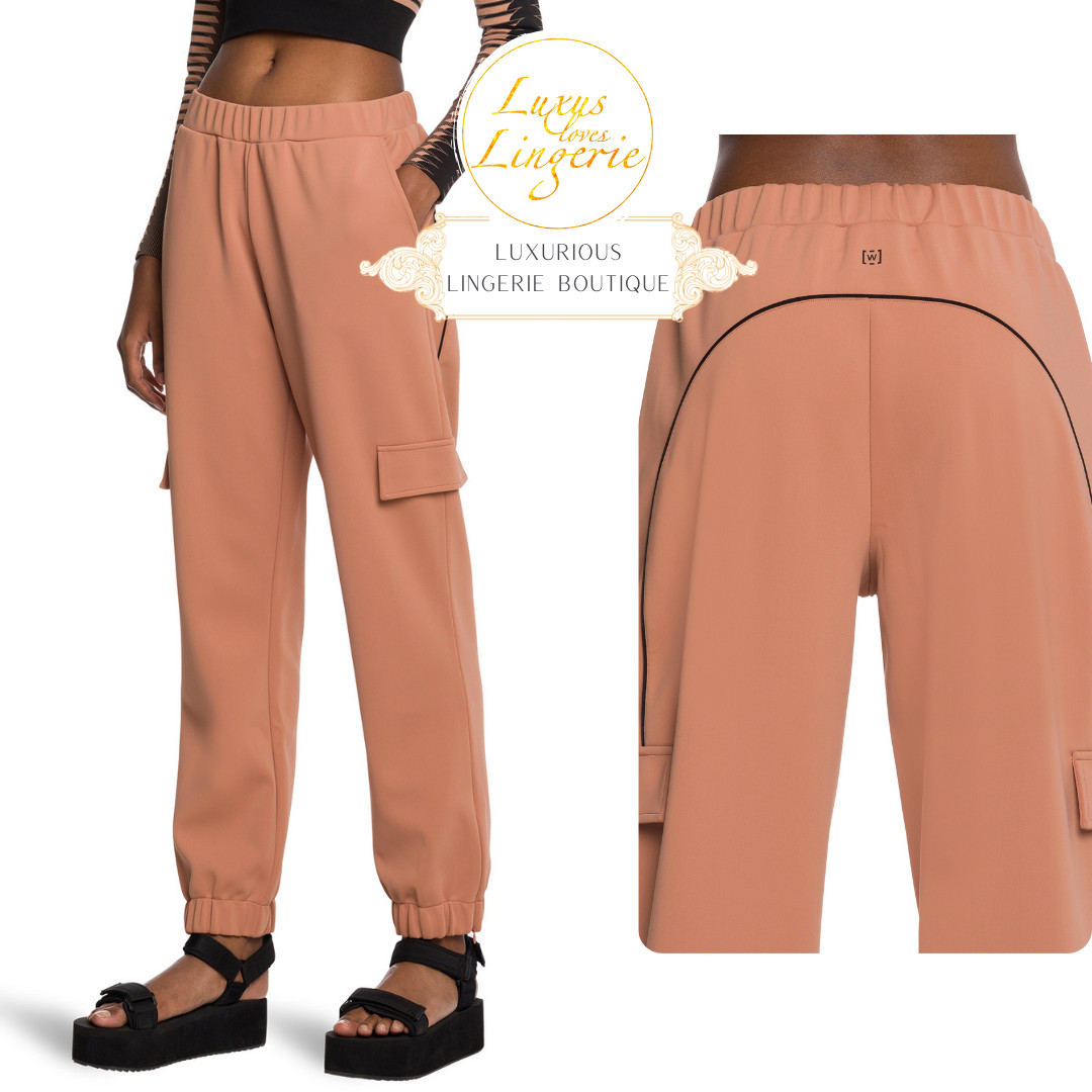 Wolford Caramel Beige Net Overlay Trousers Hose XS 32 34 36