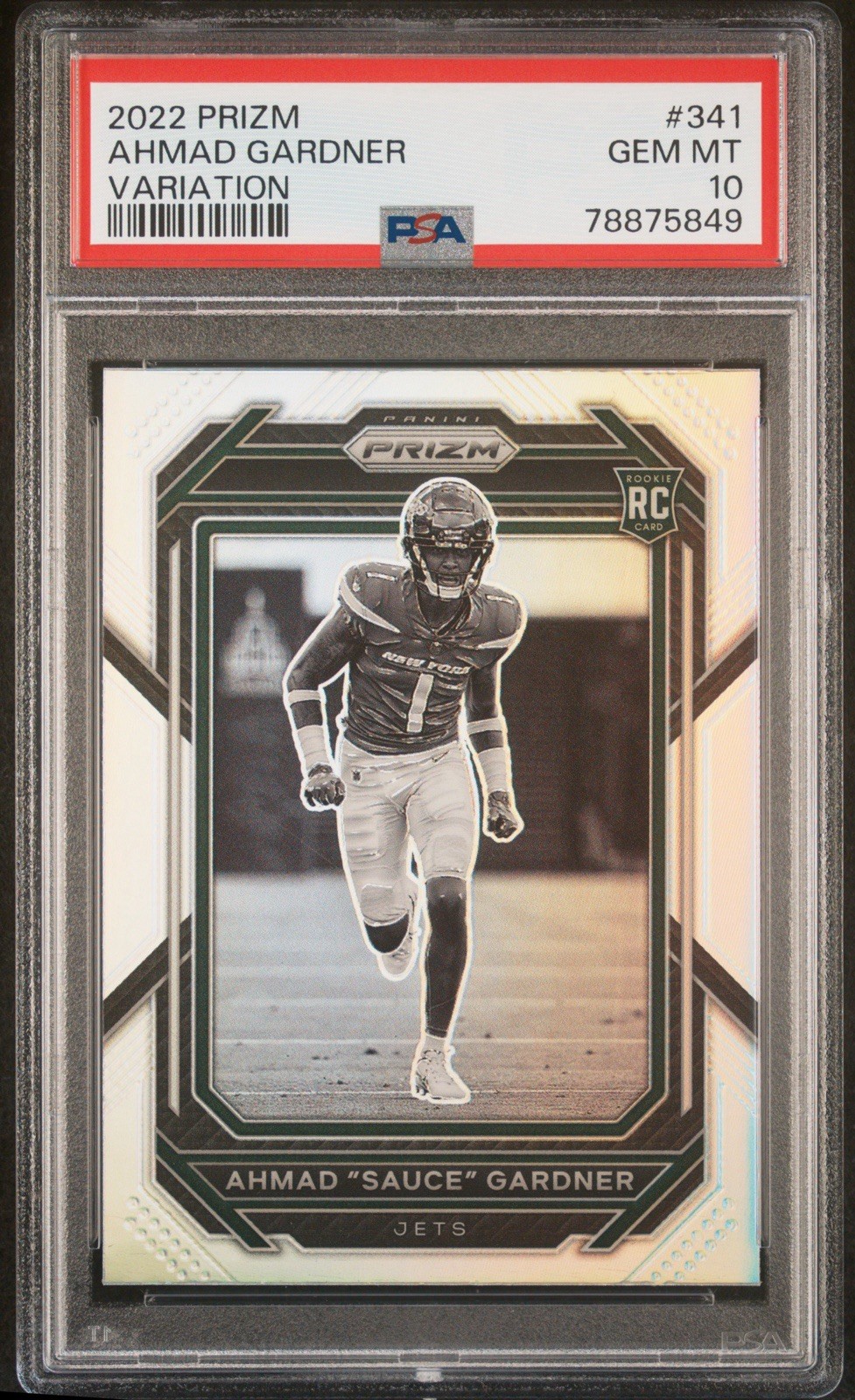 2022 PRIZM AHMAD SAUCE GARDNER VARIATION NEGATIVE PRIZM SP RC ROOKIE #341 PSA 10