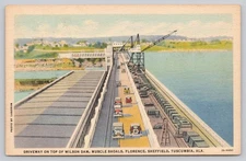 Vintage Linen Postcard Driveway on Wilson Dam Muscle Shoals Alabama