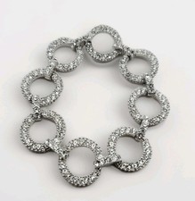 Nolan Miller Silver And Crystal Rhinestone Circle Bracelet 7.5" Hoops