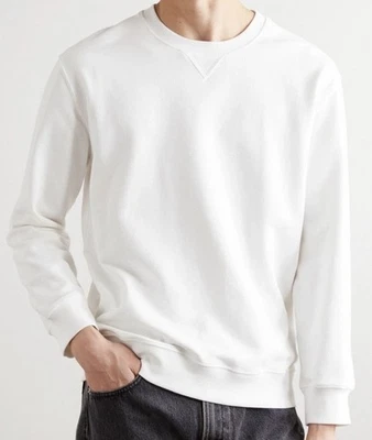 Brunello Cucinelli Men Cotton Long Sleeve Crewneck Sweater Sz L Beige/White