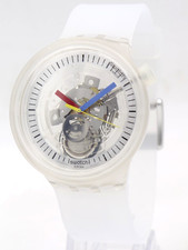New Swiss Swatch CLEARLY BOLD Matte Silicone Skeleton Watch 47mm SB01K100 $125
