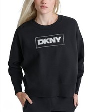  60 DKNY Womens Rhinestone Crewneck Pullover Sweatshirt