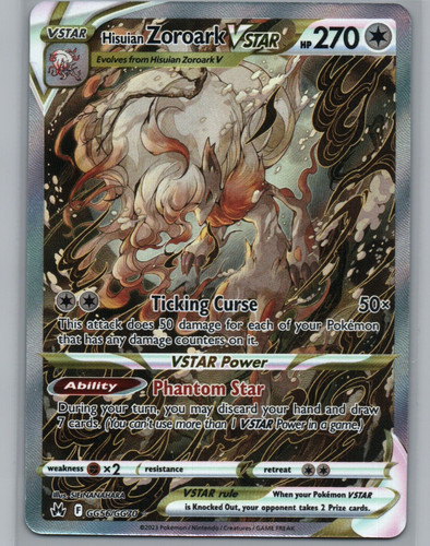 Hisuian Zoroark VSTAR GG56/GG70 Pokemon Crown Zenith Galarian Gallery NM