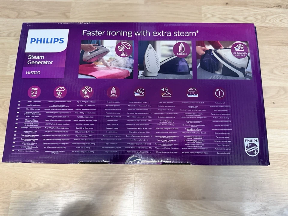 Philips Dampfbügelstation HI5920  2400 W Dampfbügeleisen 5,2 bar- Bügeleisen - Bild 2 von 2