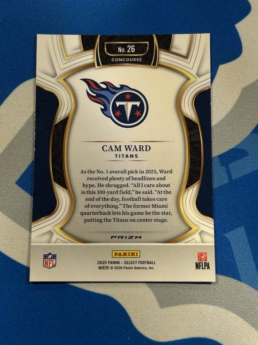 2025 Panini Select Cam Ward Zebra Shock Concourse (RC) Tennessee