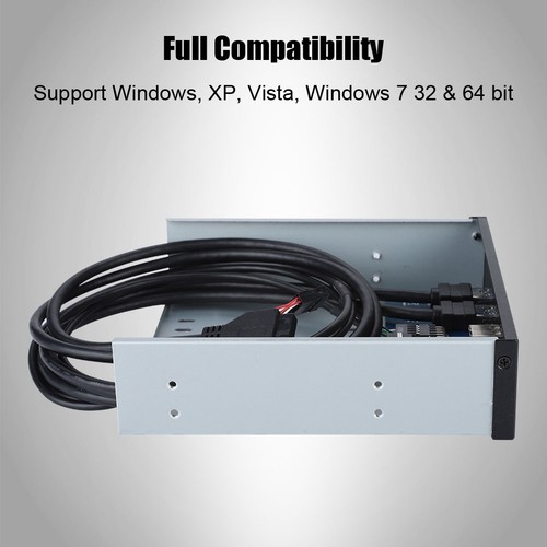 5.25in 19 Pin/9Pin To USB 3.0 USB 2.0 4 Port Metal Optical Drive Bay NEW - Afbeelding 4 van 7