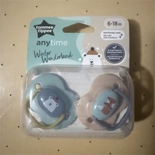 Tommee Tippee Anytime Winter Wonderland Pacifier 2-Pack, Blue/Beige 6-18M