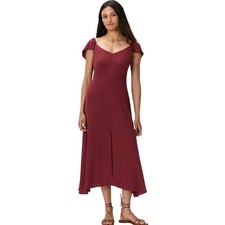 New Quince Lightweight Crepe Georgette Midi Dress Women’s Medium Maroon 4445-90