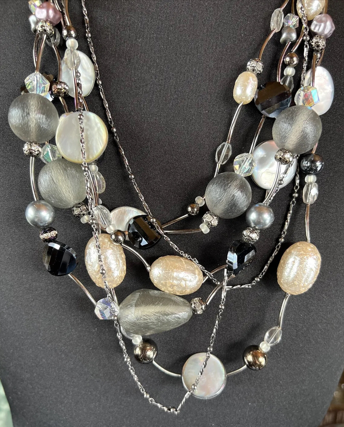 Chico's Multi-Stranded Beaded Boho Statement Neck… - image 1