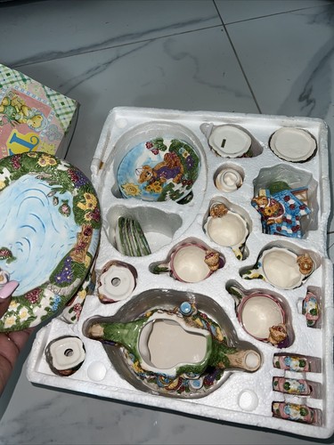 Childrens Teddy Bear Tea Set Ceramic 23 Piece Hand Painted 1996 Complete - Picture 5 of 5