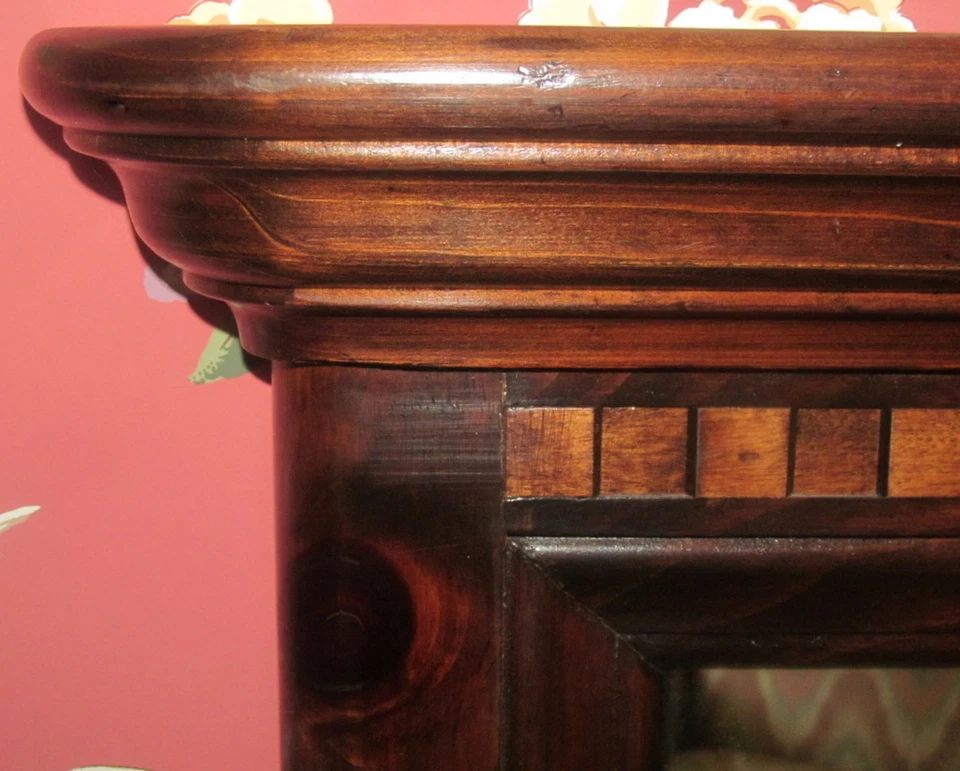 1 Espejo Ethan Allen Antiguo Taberna Pino Rectangular Base Ancha 12 5100 Foto 3 de 4