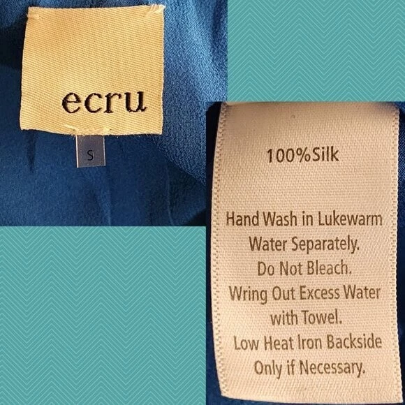 Vestido midi fluido azul crudo 100 % seda cuello en V | Para mujer S Foto 4 de 4