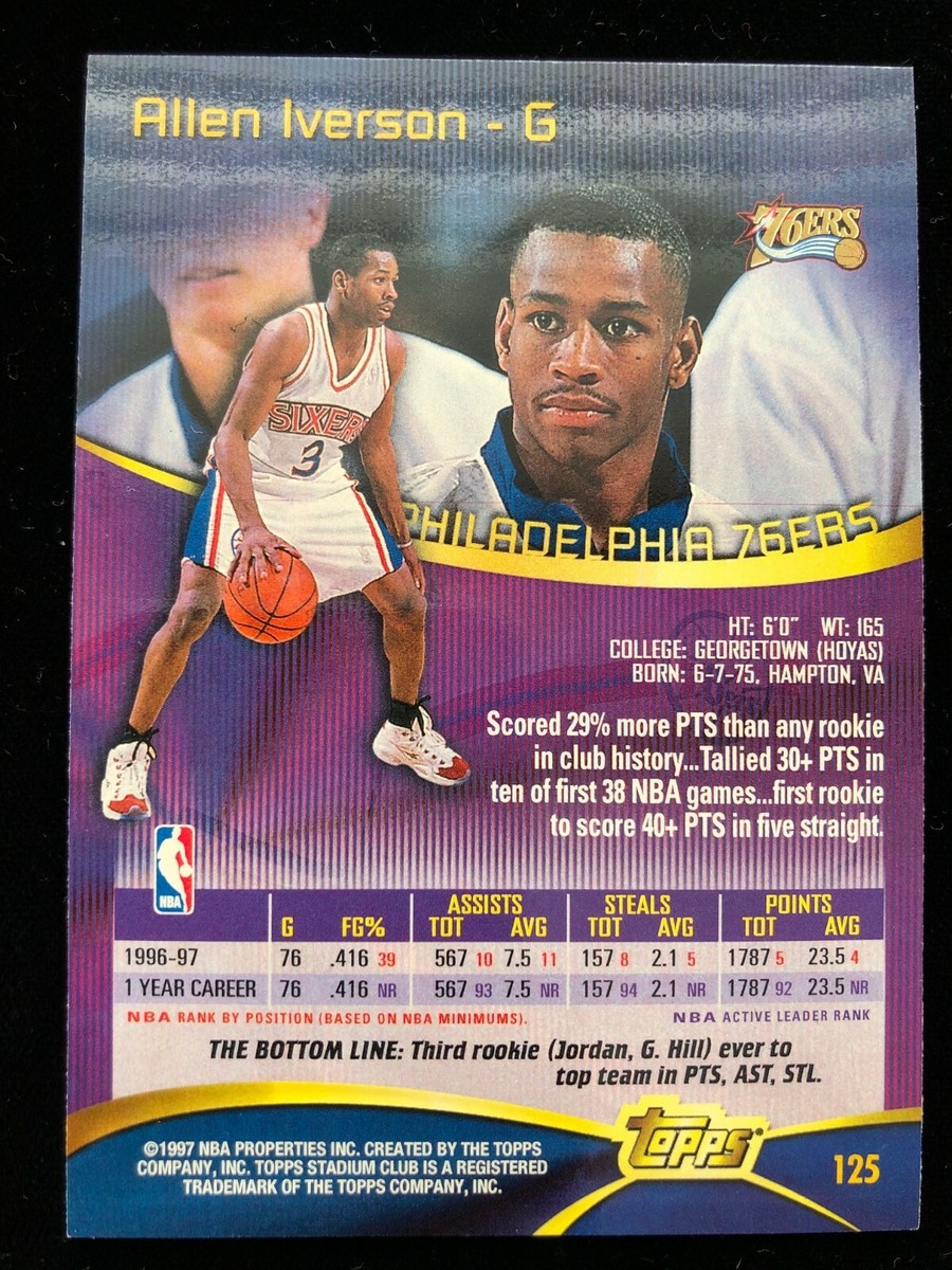 1997-98 Topps Stadium Club Allen Iverson #125 HOF Basketball Card