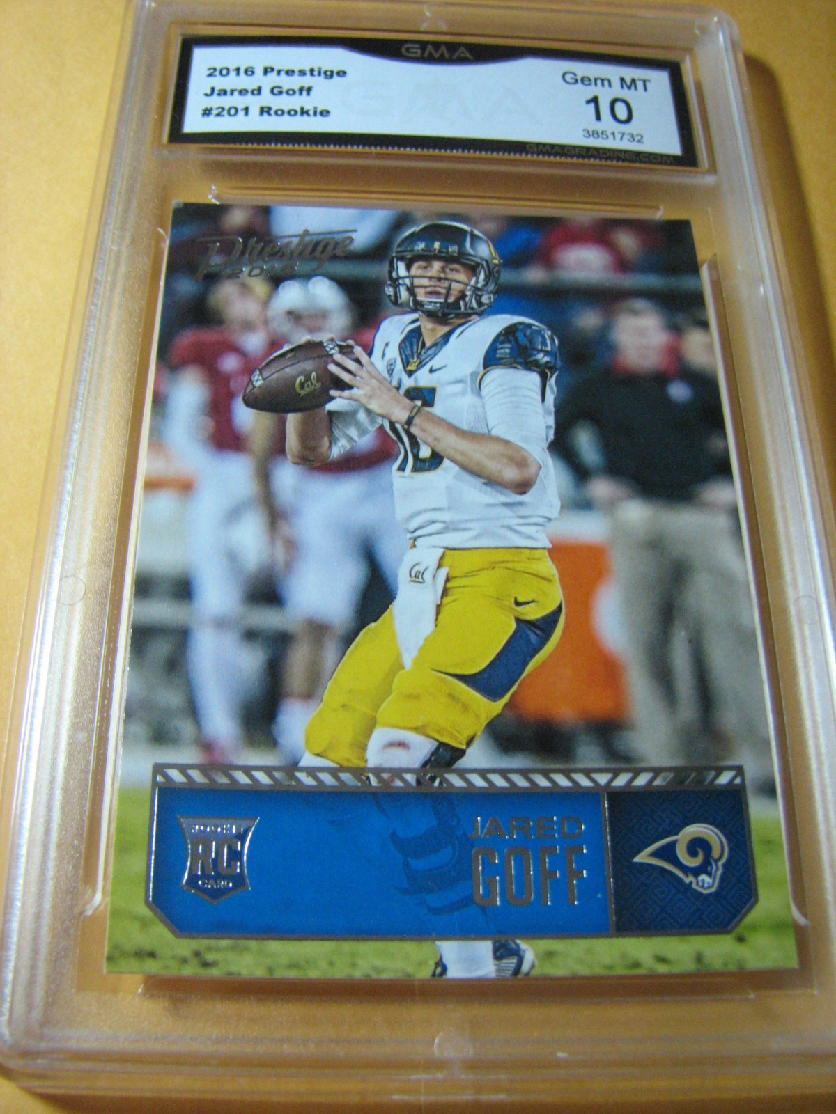 JARED GOFF RAMS 2016 PRESTIGE ROOKIE RC # 201 GRADED 10   L@@@K