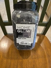 Home Glow 10 lbs. 1/2-in Black Shimmer Reflective Tempered Fire Glass New 