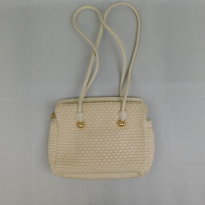 Vintage 90s Amanda Smith Woven Shoulder Bag - Cream, Gold Tone Hardware #7467