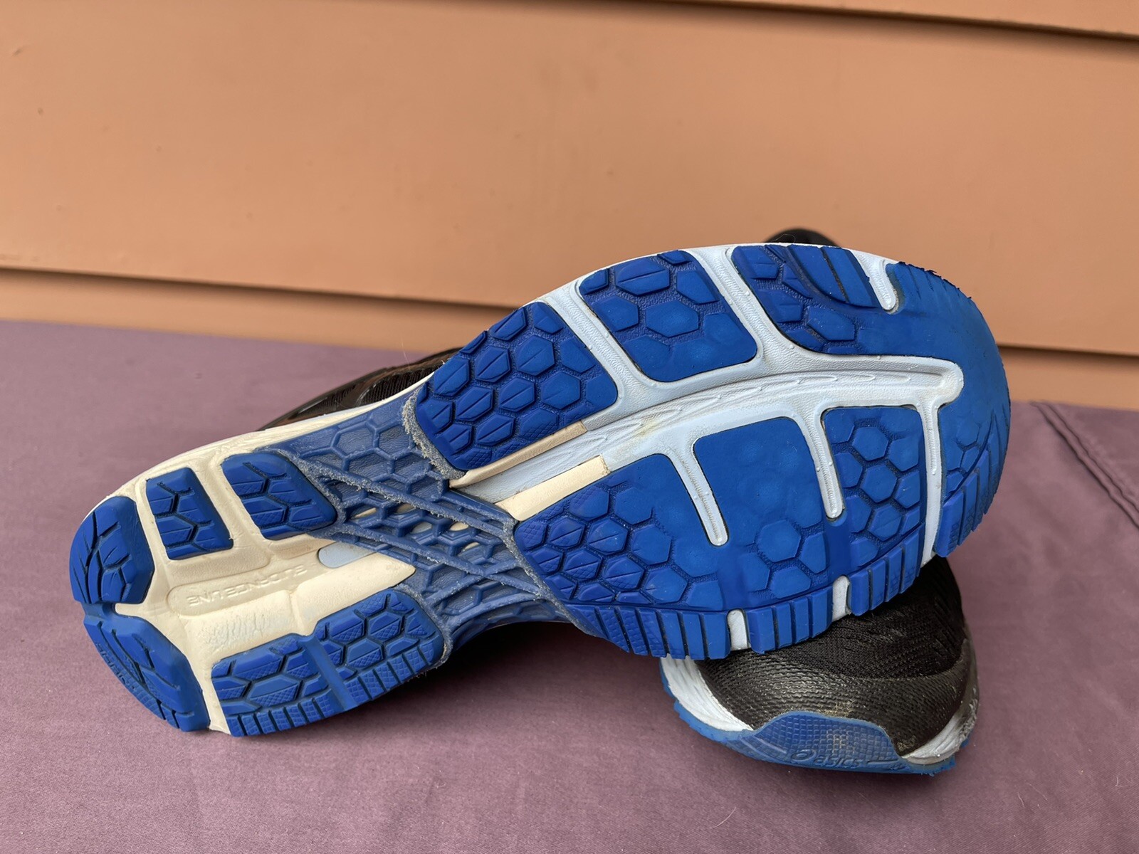 RARE Asics Gel Kayano 25 Women US 8.5 Wide 1012A032 Black Blue Running Shoes D5 image 10