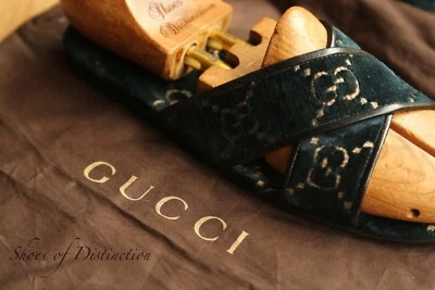Gucci GG monogramme bleu velours sandales sliders chaussures femmes UK 6,5 US... - Photo 1/4