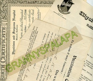 Several Genealogy Docs, Clippings, Certificate / ATWATER Family-New York / Cali