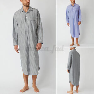 INCERUN Herren Check Nightshirt Loose Langarm Nachtwäsche Schlafanzug Pyjamas