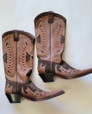 Mens 10 40 EE Custom Buffalo Cowboy Boots Tan Brown Leather