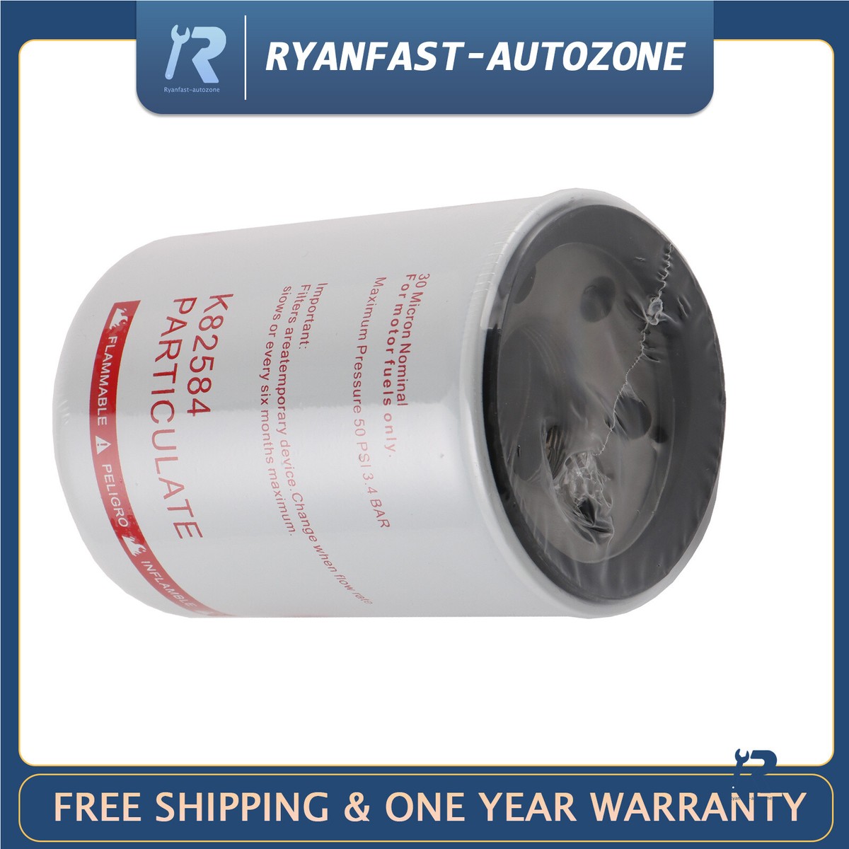 Fuel Filter 30 Micron Spin-on ,25 GPM Disel Gasoline with 1 1/2