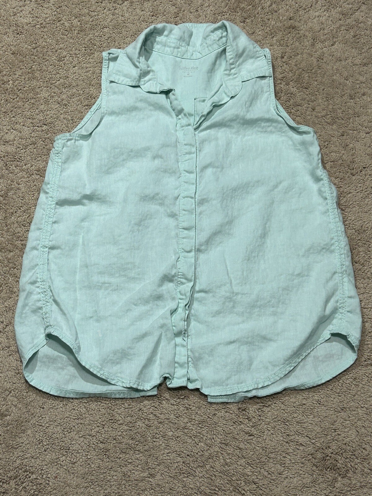 Calvin Klein Womens Shirt Size Medium Green Linen Button Back Quick Dry