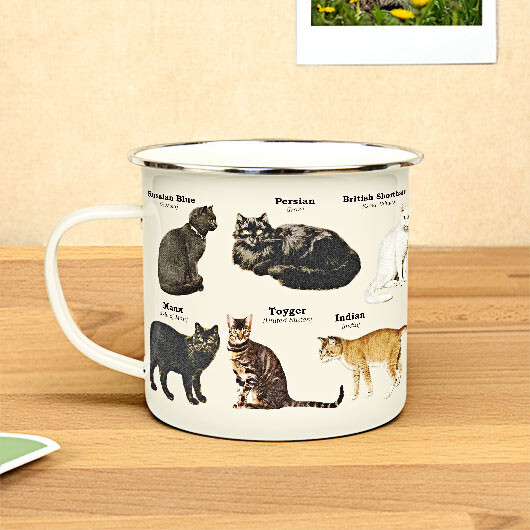 Enamel Mug Cat Kitten Various Breed Coffee Tea Outdoor Hot Drinks Camping Cup