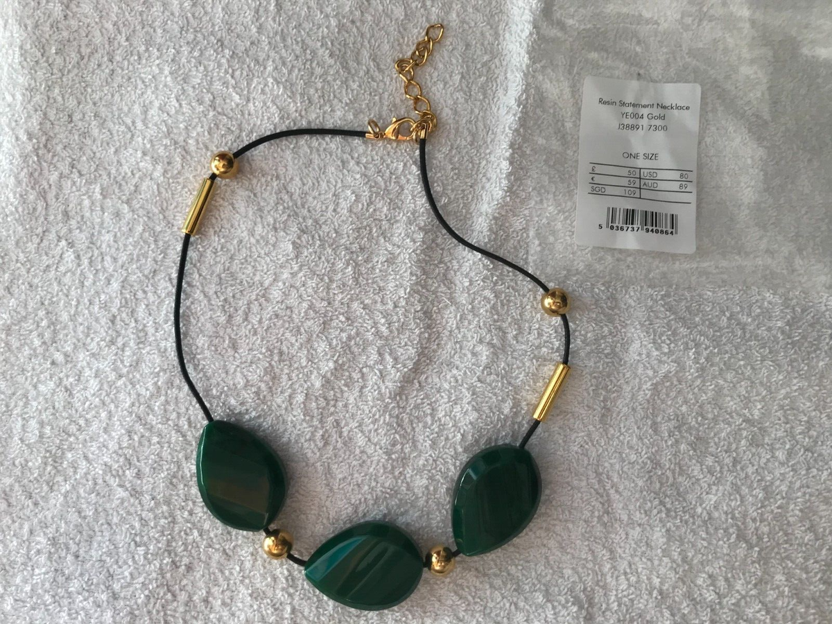 Brand NEW Jigsaw Resin Statement Necklace RRP £50 green & gold GENUINE |  eBay UK